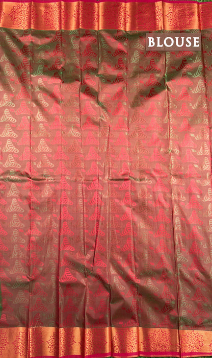 Dual shade of turquoise and maroon semi silk saree
