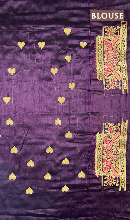 Violet raw silk saree