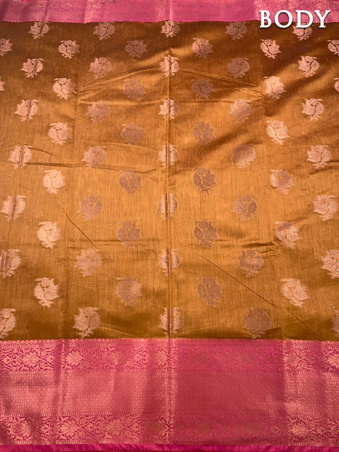 Brown banarasi chanderi cotton saree