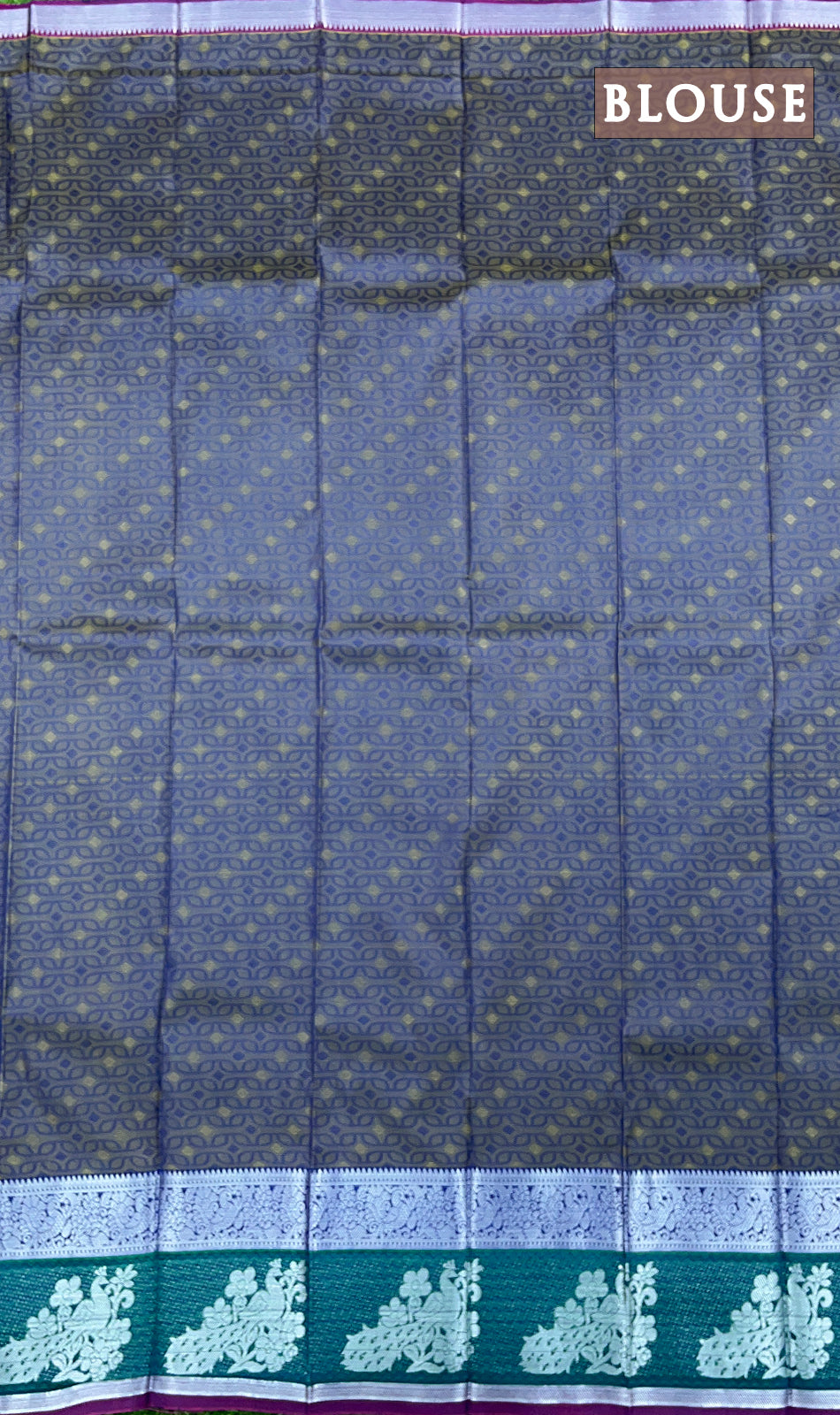 Dark blue and brown semi silk saree