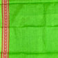Mustard yellow and green embroidered cotton saree