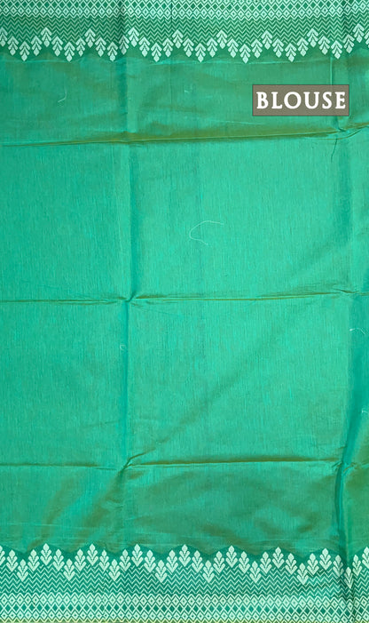 Green chanderi silk cotton saree