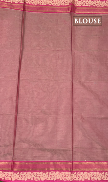 Dual pink shade pure rich cotton saree