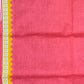Mustard yellow and red embroidered cotton saree
