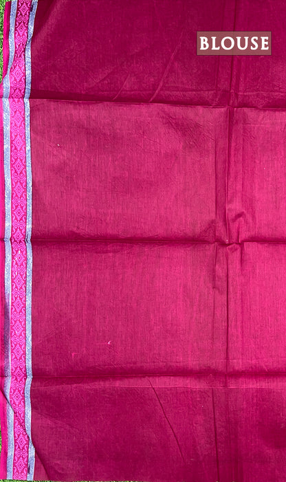 Beet red printed cotton saree