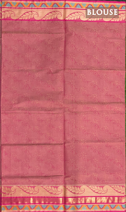 Pink double tone pure rich cotton saree