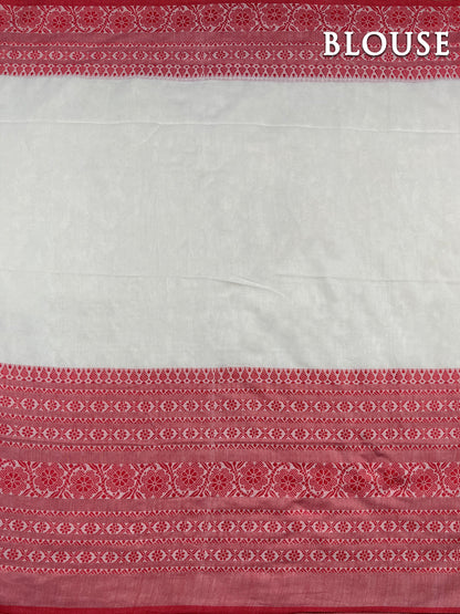 White and red begumpuri cotton saree