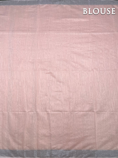 Baby pink cotton linen saree