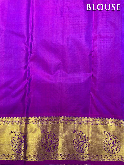 Dual color of blue kanchipuram pure silk saree