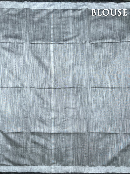 Grey cotton linen saree