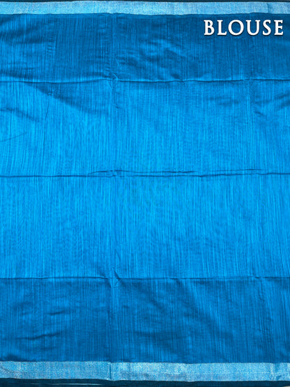 Blue cotton linen saree