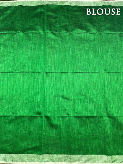 Green cotton linen saree