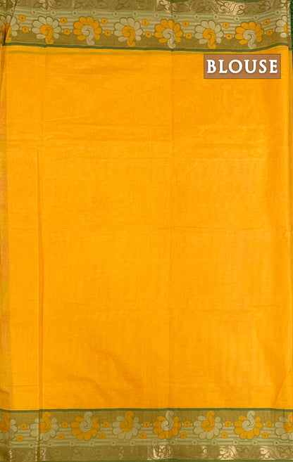 Yellow & pink pure rich cotton saree