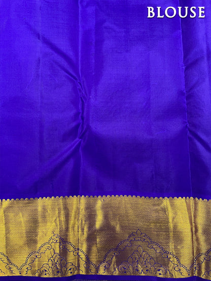 Dual color of blue kanchipuram pure silk saree