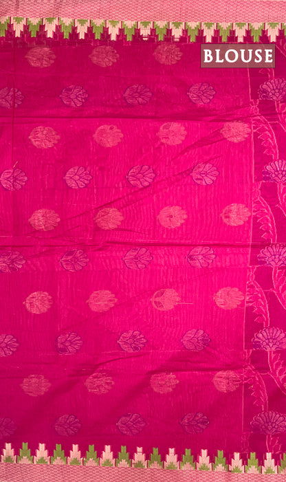 Pink chanderi silk cotton saree