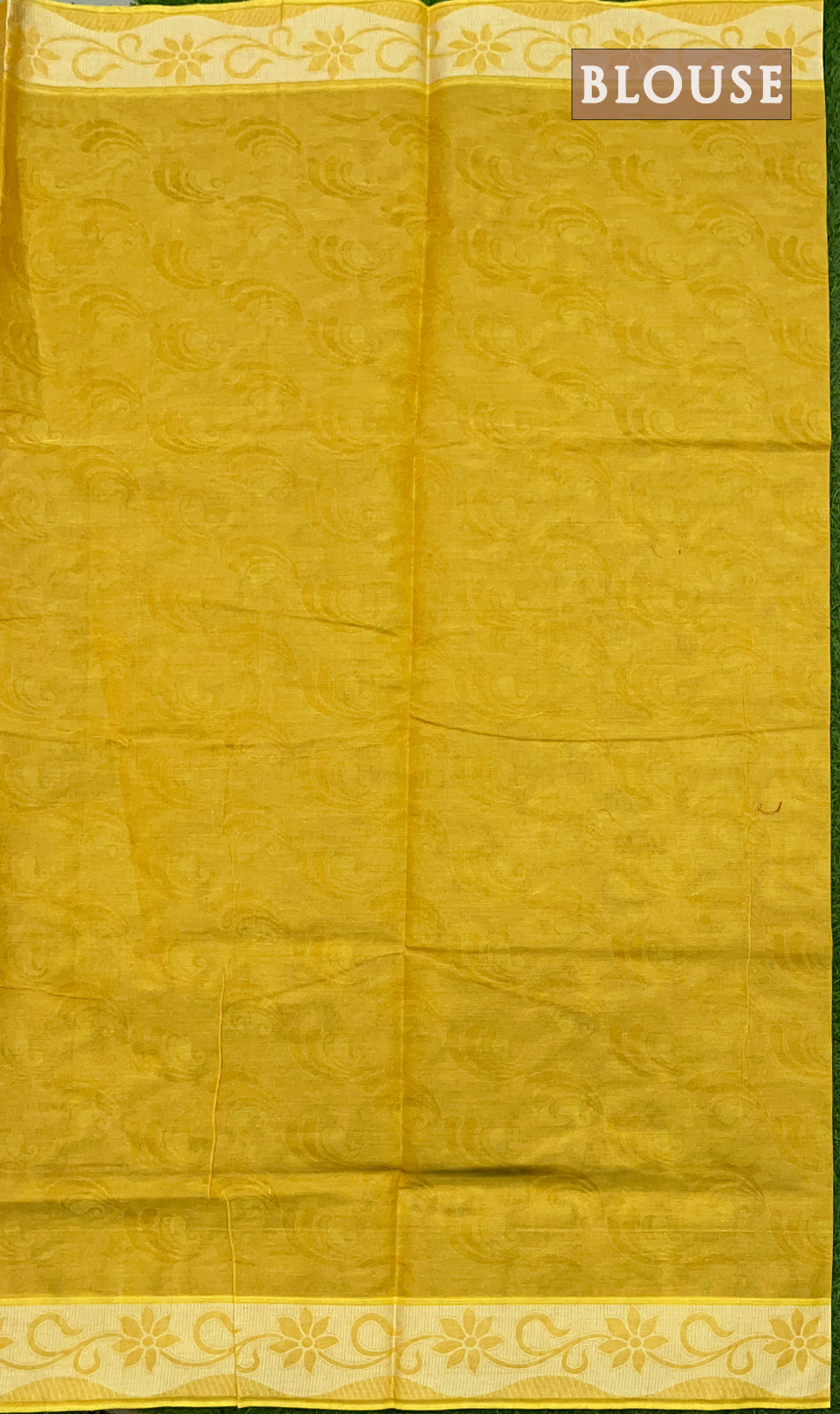 Yellow and gold shade pure rich cotton saree