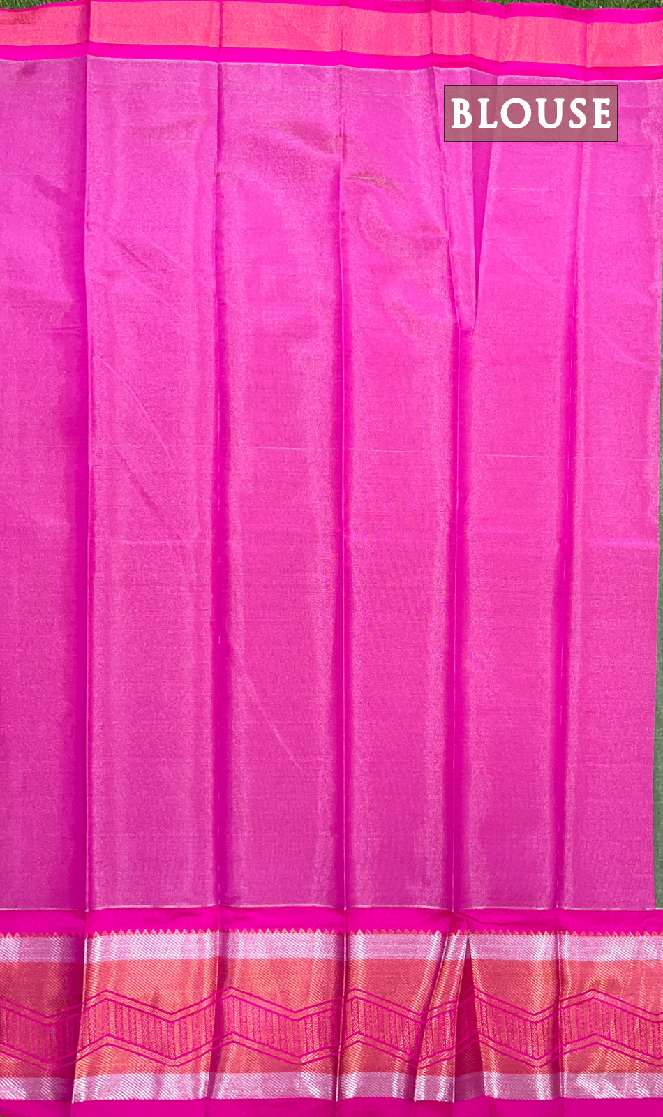 Green and pink tissue semi silk saree