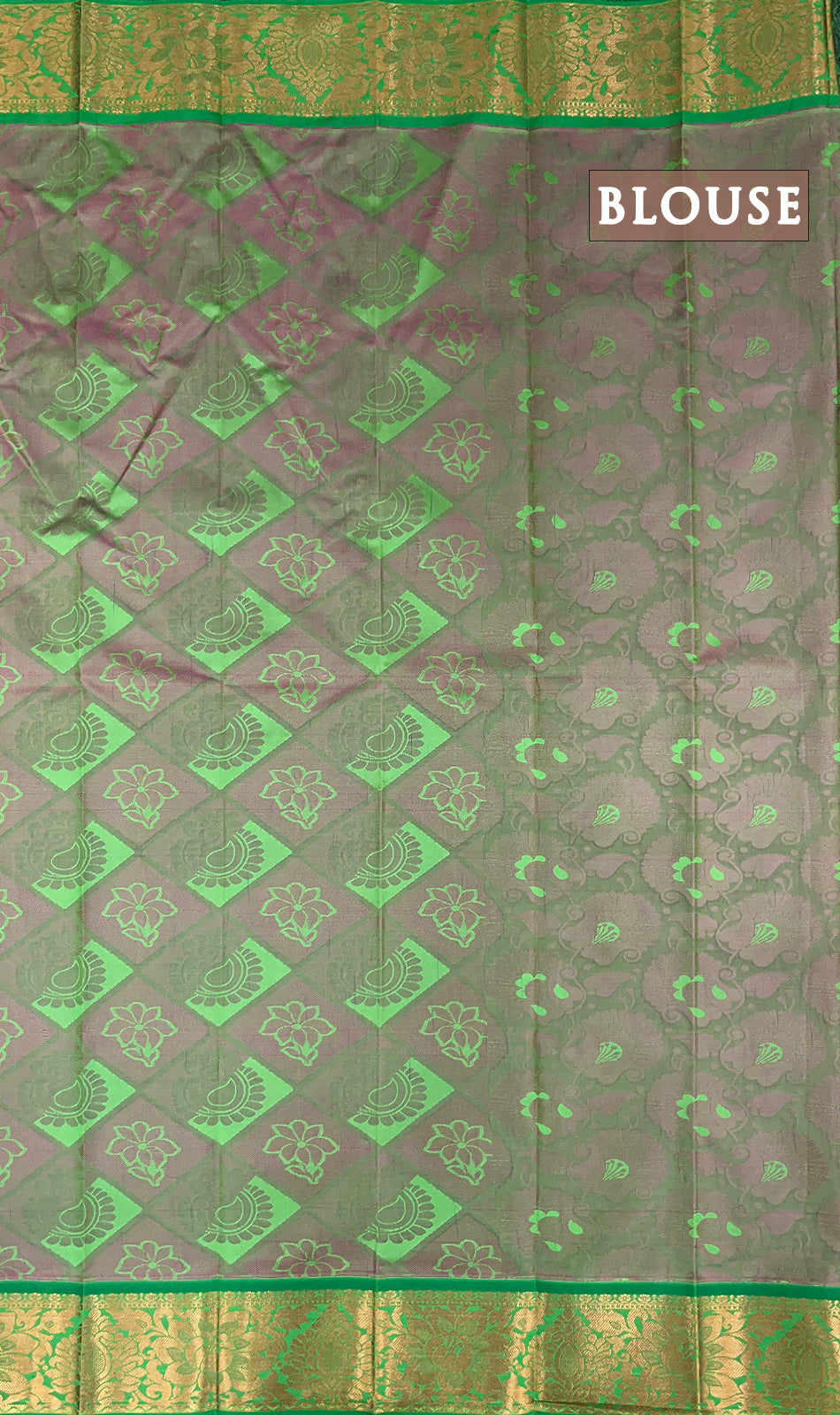 Dual shade of peach and green semi silk saree