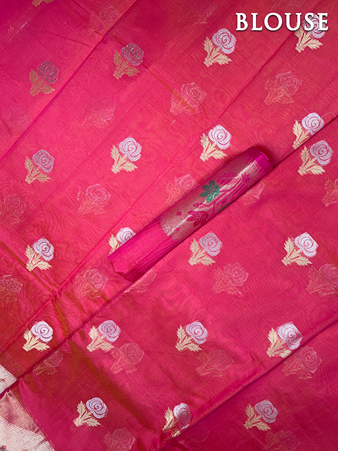 Pink banarasi chanderi cotton saree
