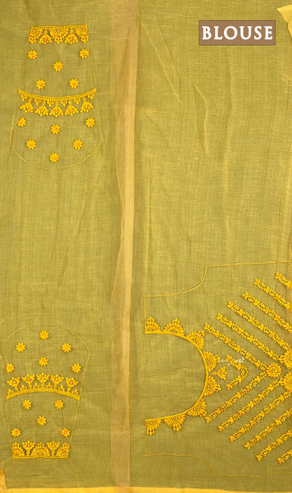 Yellow chiffon saree