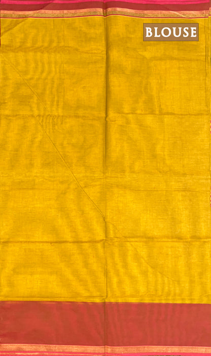 Mustard Yellow pure rich cotton saree