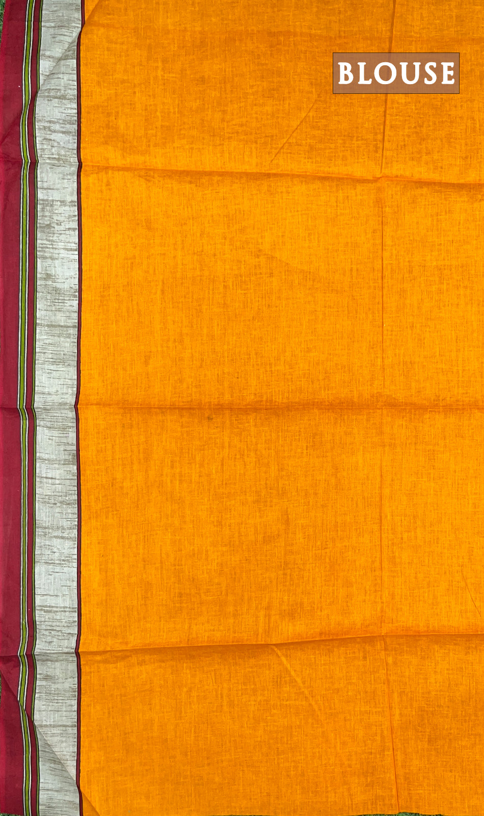 Orange and maroon printed cotton saree