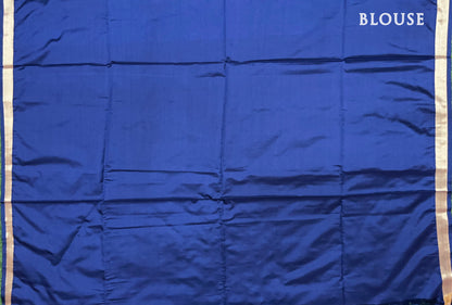 Blue with Ink Blue Kanchipuram semi soft silk saree