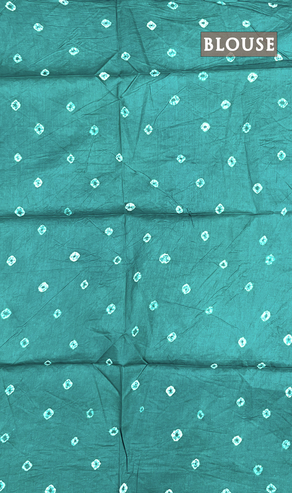 Turquoise cotton saree with handmade bandhini