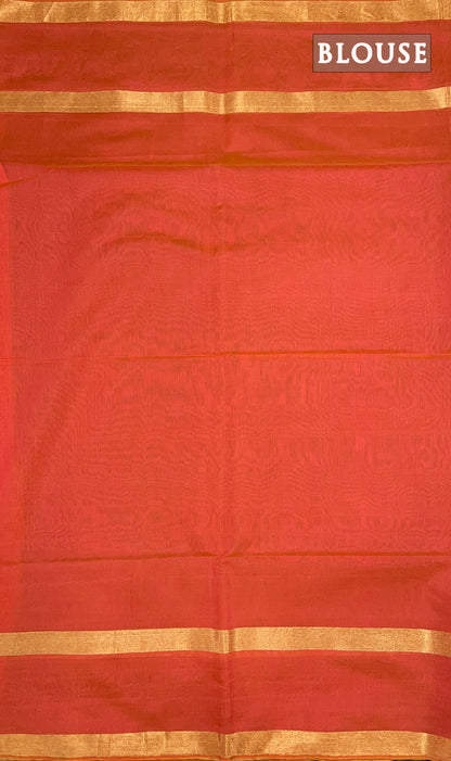 Orange chanderi silk cotton saree