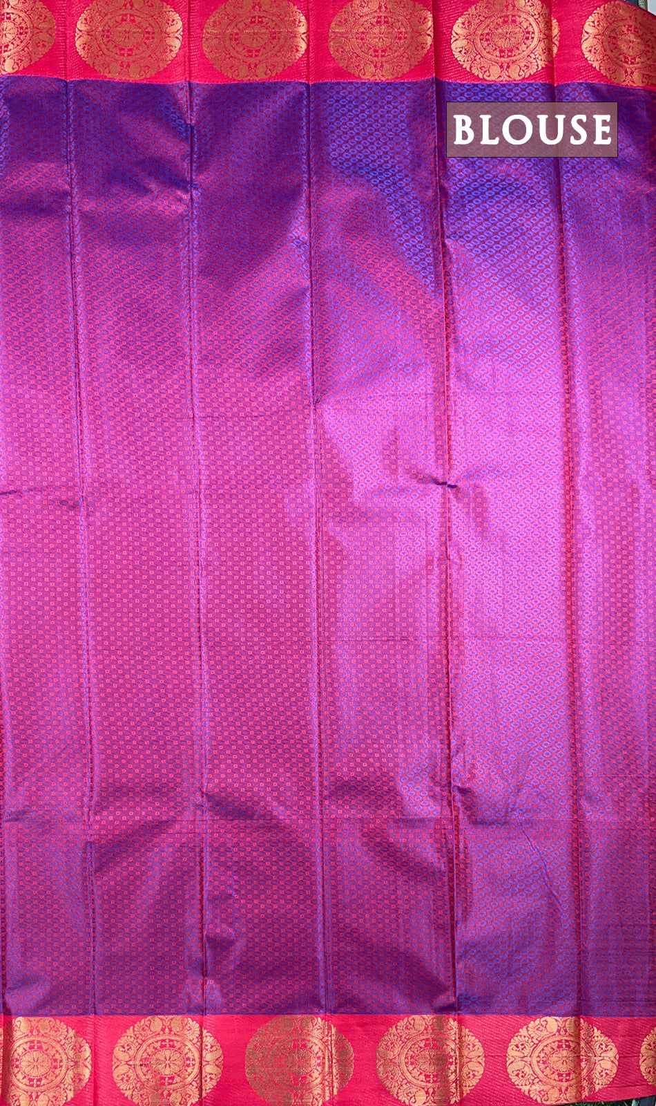 Dual shade of royal blue and purple semi silk saree