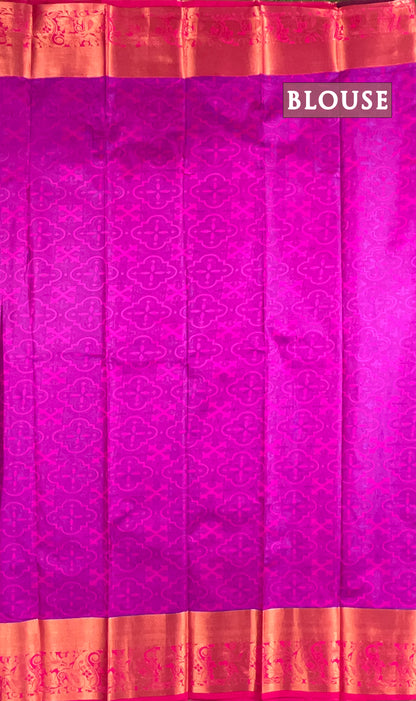 Dual shade of blue and pink semi silk saree