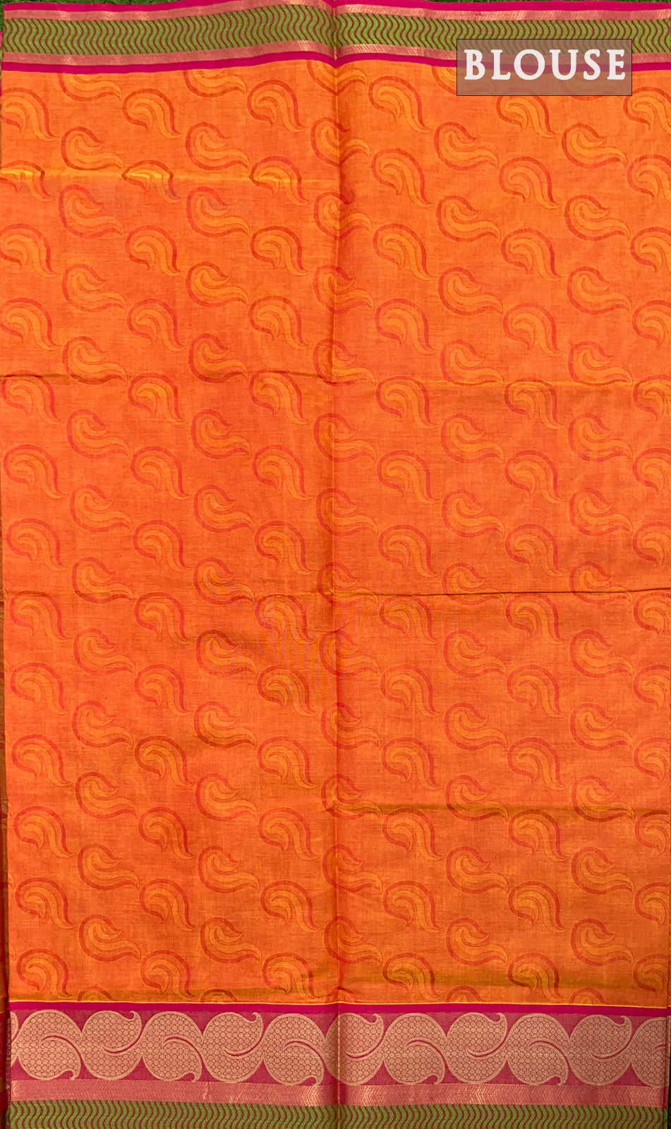 Orange and pink double tone pure rich cotton saree