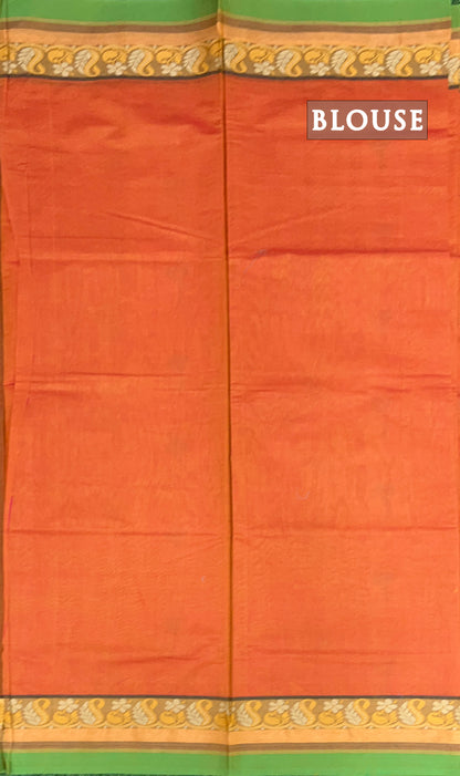 Orange pure rich cotton saree