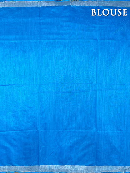 Blue cotton linen saree