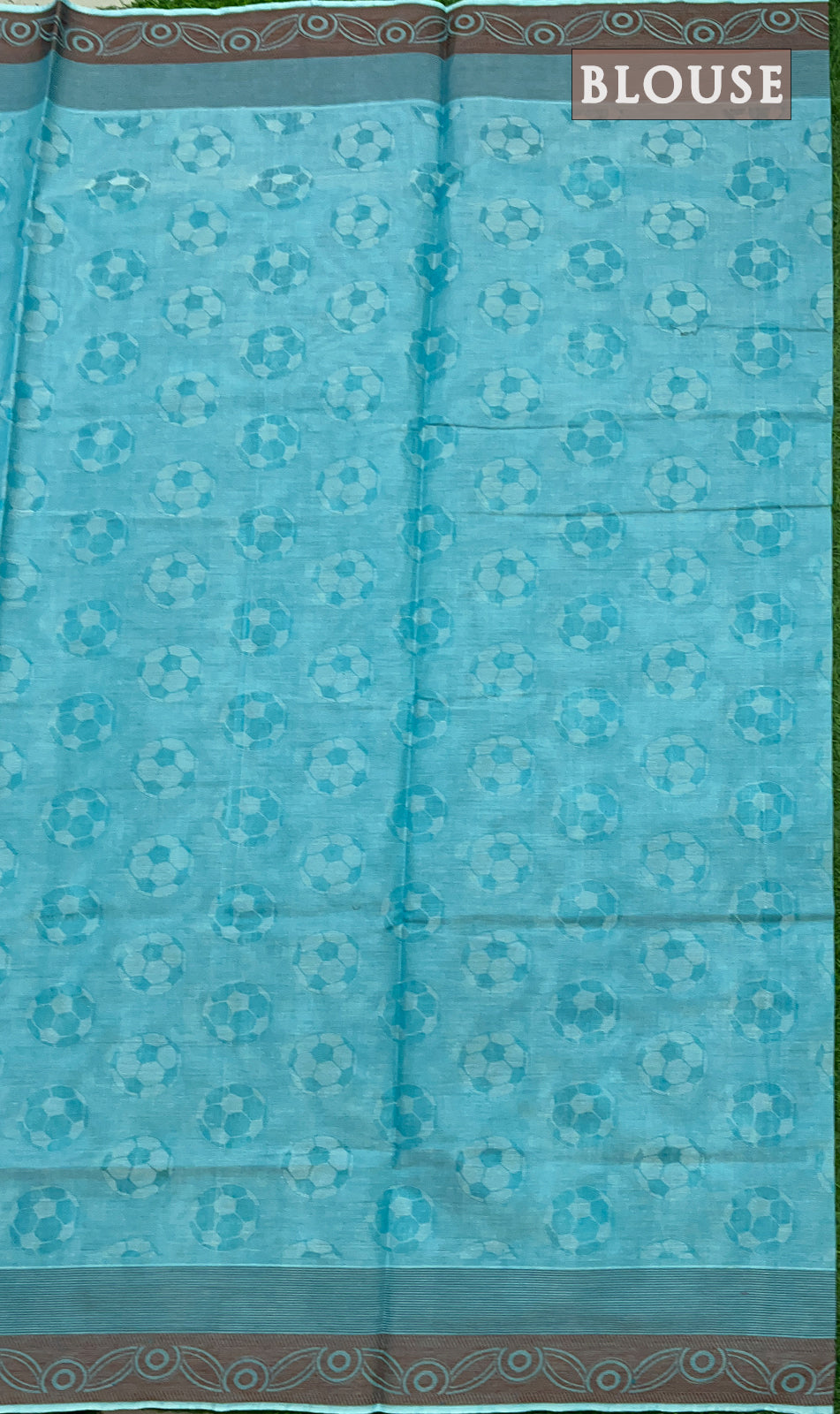 Blue and brown shade pure rich cotton saree