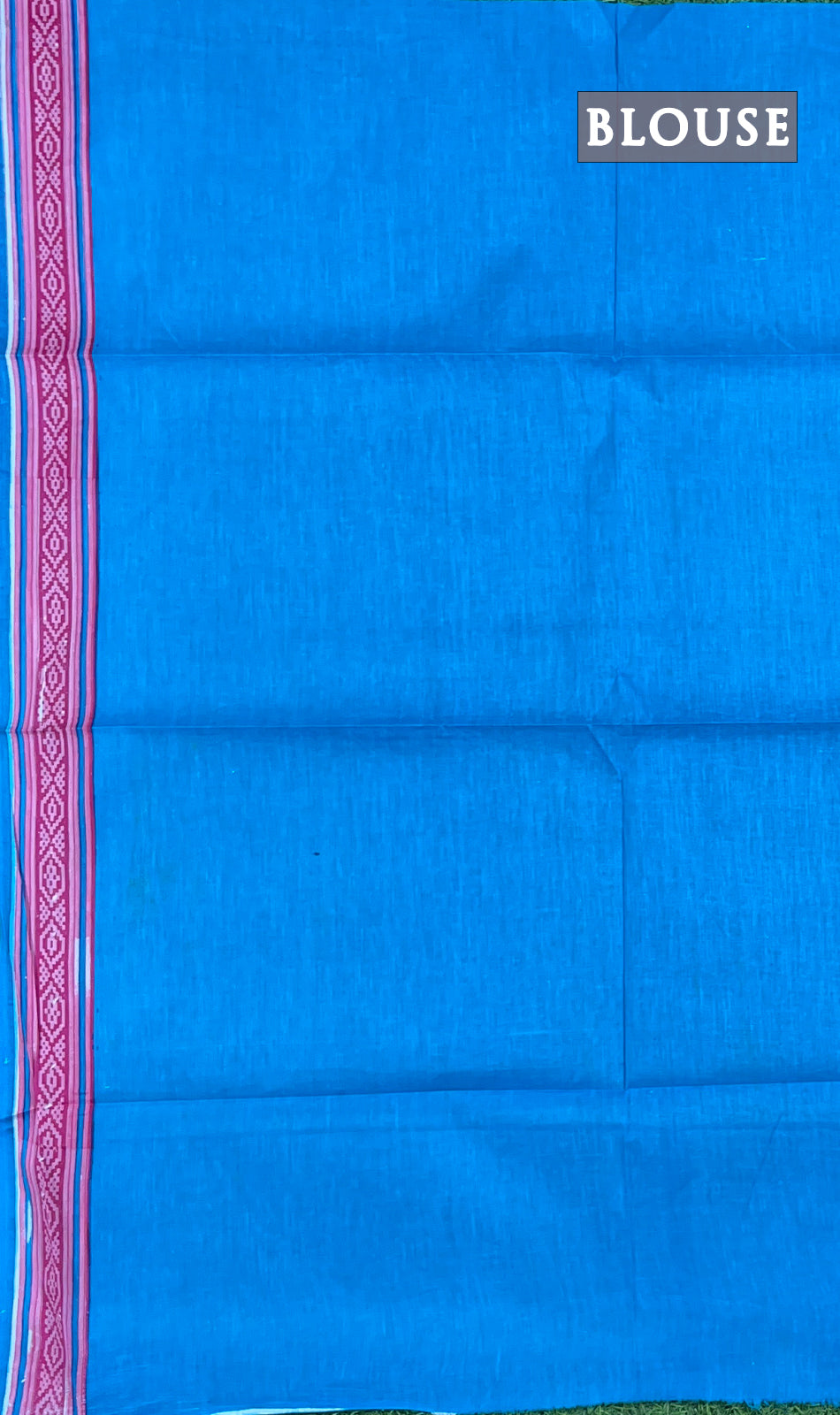 Pink and blue embroidered cotton saree