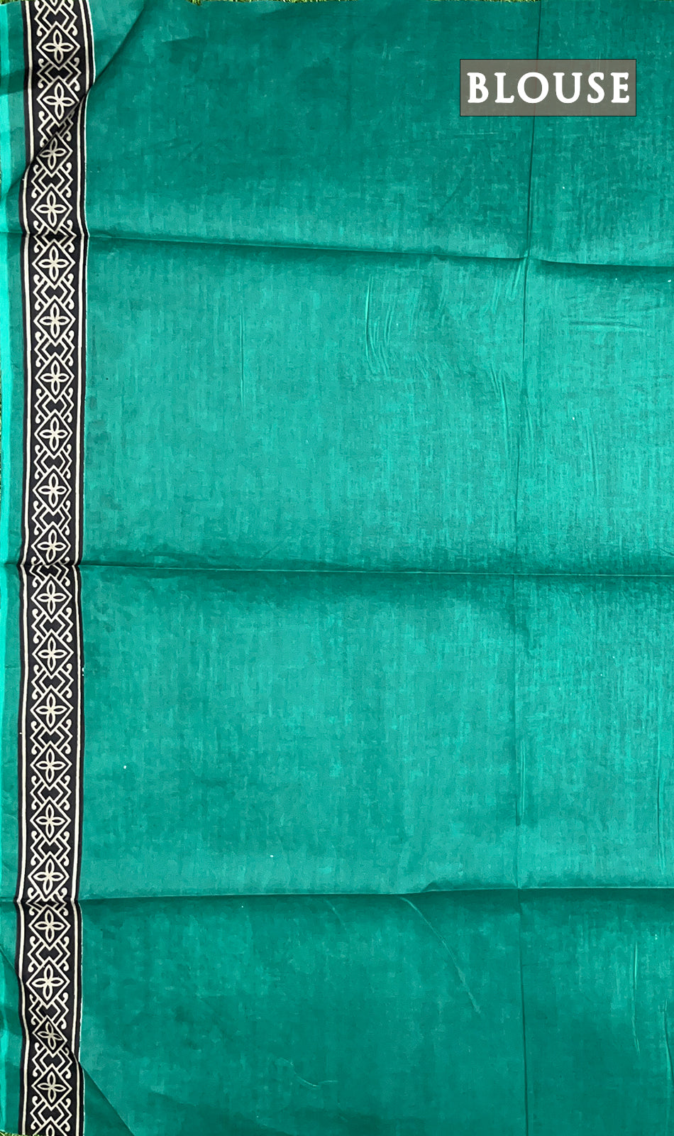 Off white and green printed cotton saree