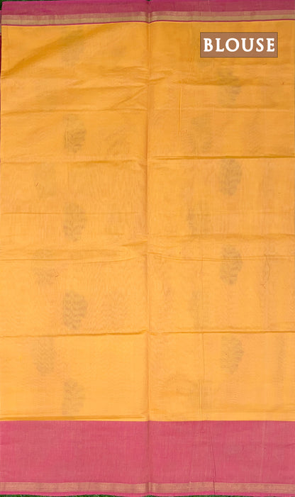 Yellow pure rich cotton saree