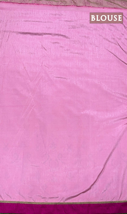 Pastel pink rich linen saree