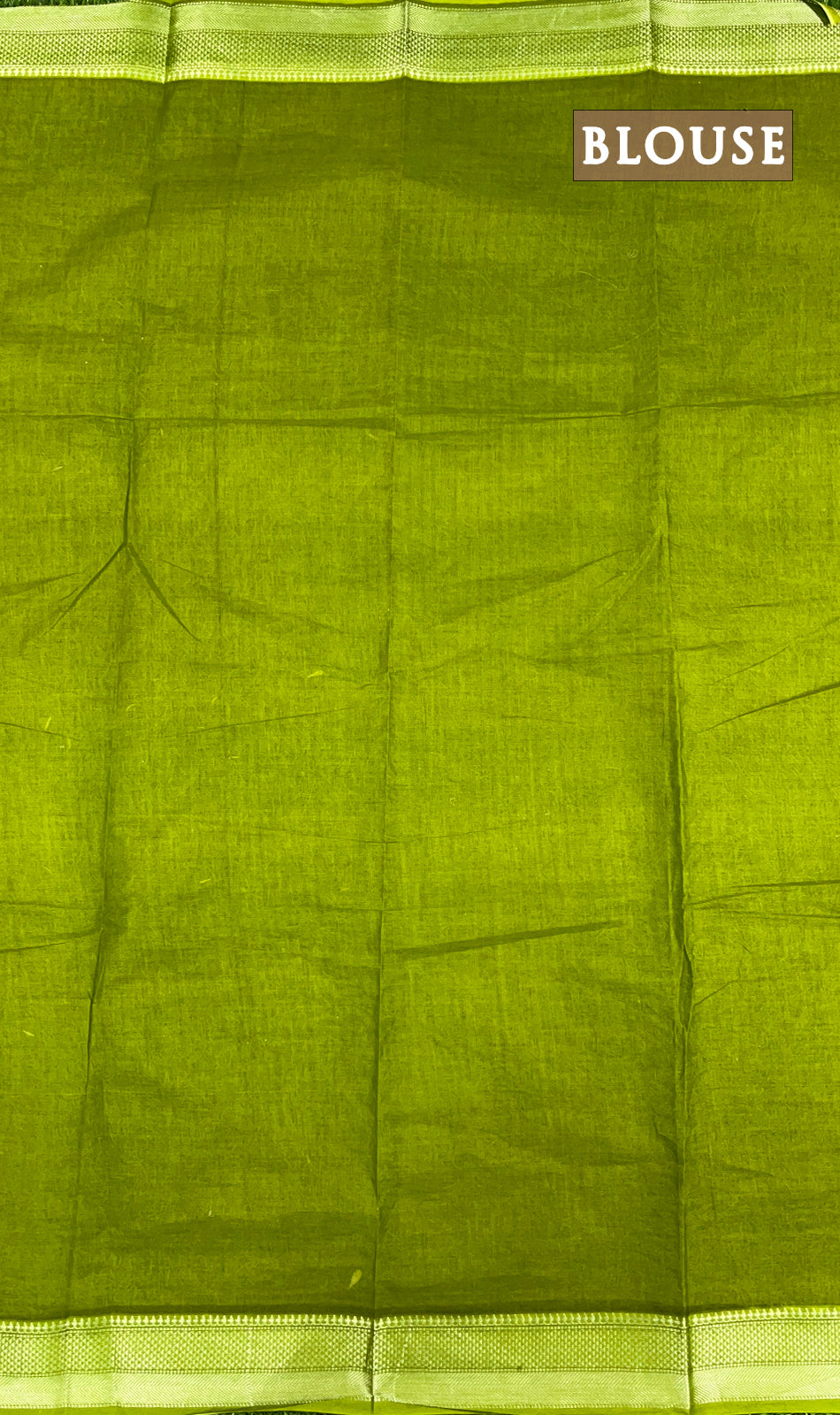 Henna Green printed cotton saree