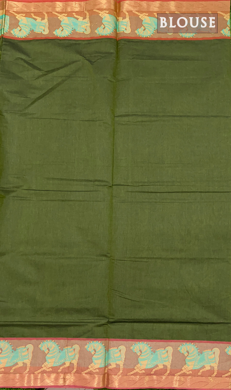 Double green shade pure rich cotton saree