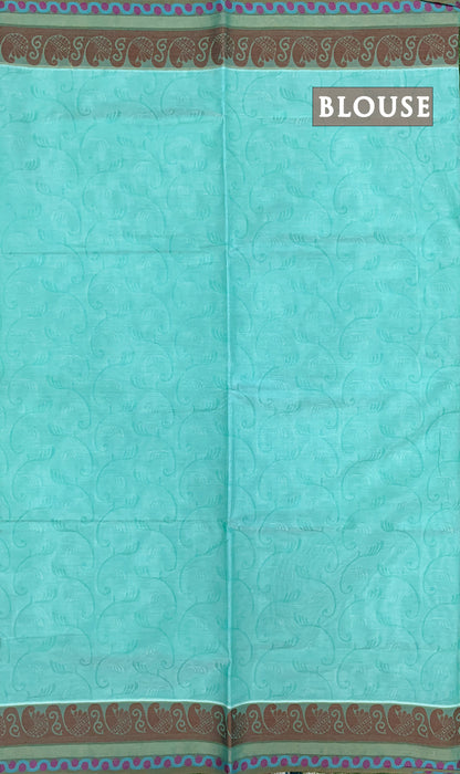 Sky blue pure rich cotton saree