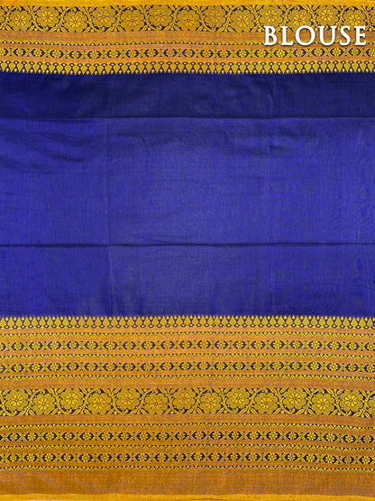 Blue and yellow begumpuri cotton saree