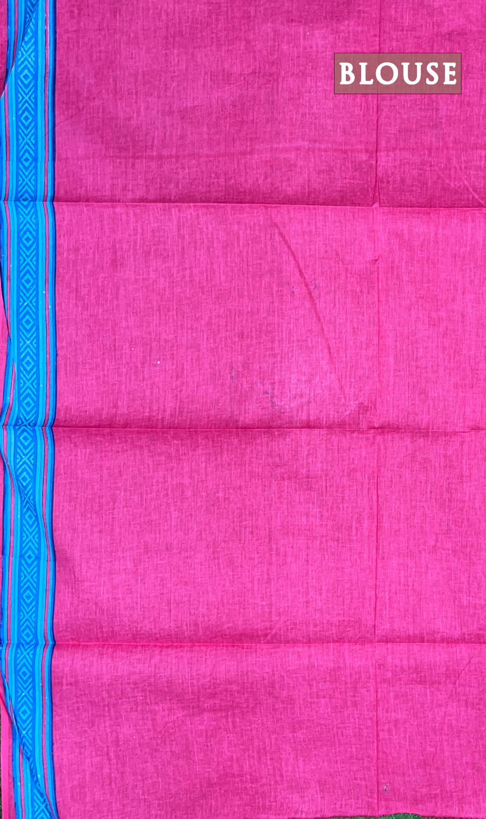 Blue and pink embroidered cotton saree