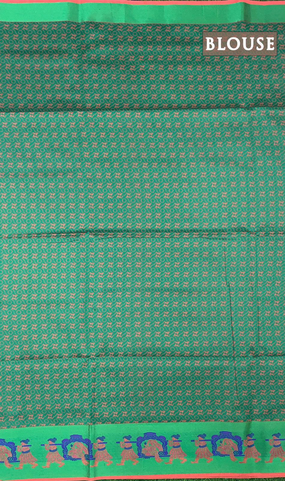 Orange and green chanderi silk cotton saree