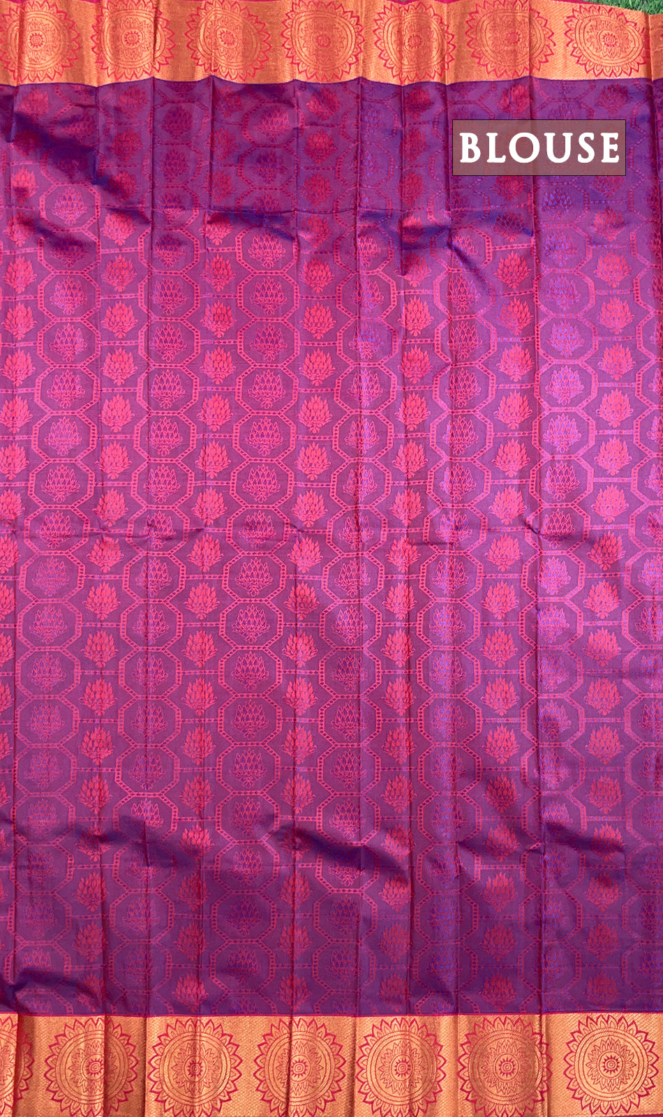 Dual shade of blue and purple semi silk saree