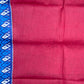 Red and blue printed cotton saree
