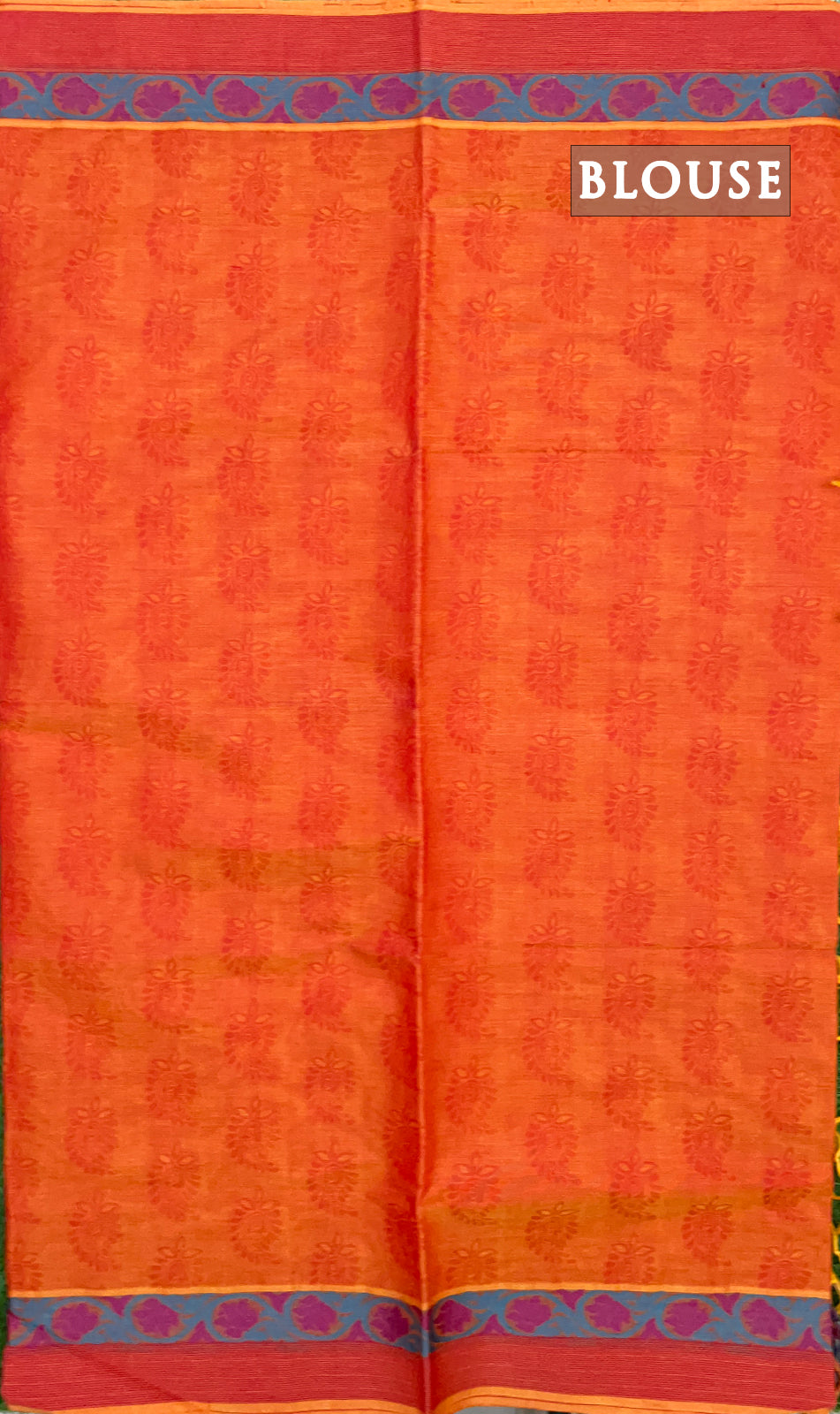 Orange and pink double tone pure rich cotton saree