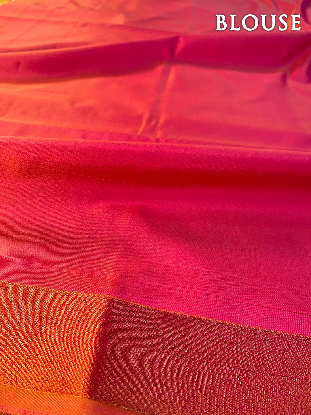 Dual color of mustard yellow and pink kanchipuram semi soft silk saree