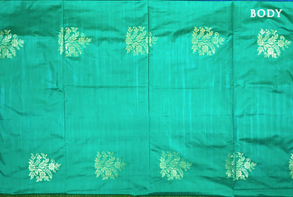 Green with Blue Kanchipuram semi soft silk saree